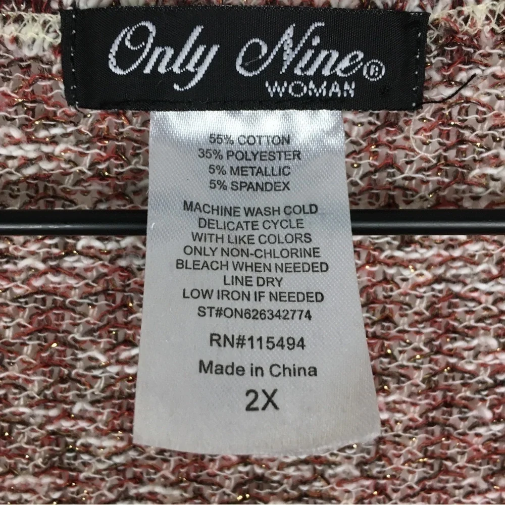 ONLY NINE Woman Top Sweater Blouse Woven Fringe Asymmetrical Trim Scoop Neck 2X - Picture 8 of 9